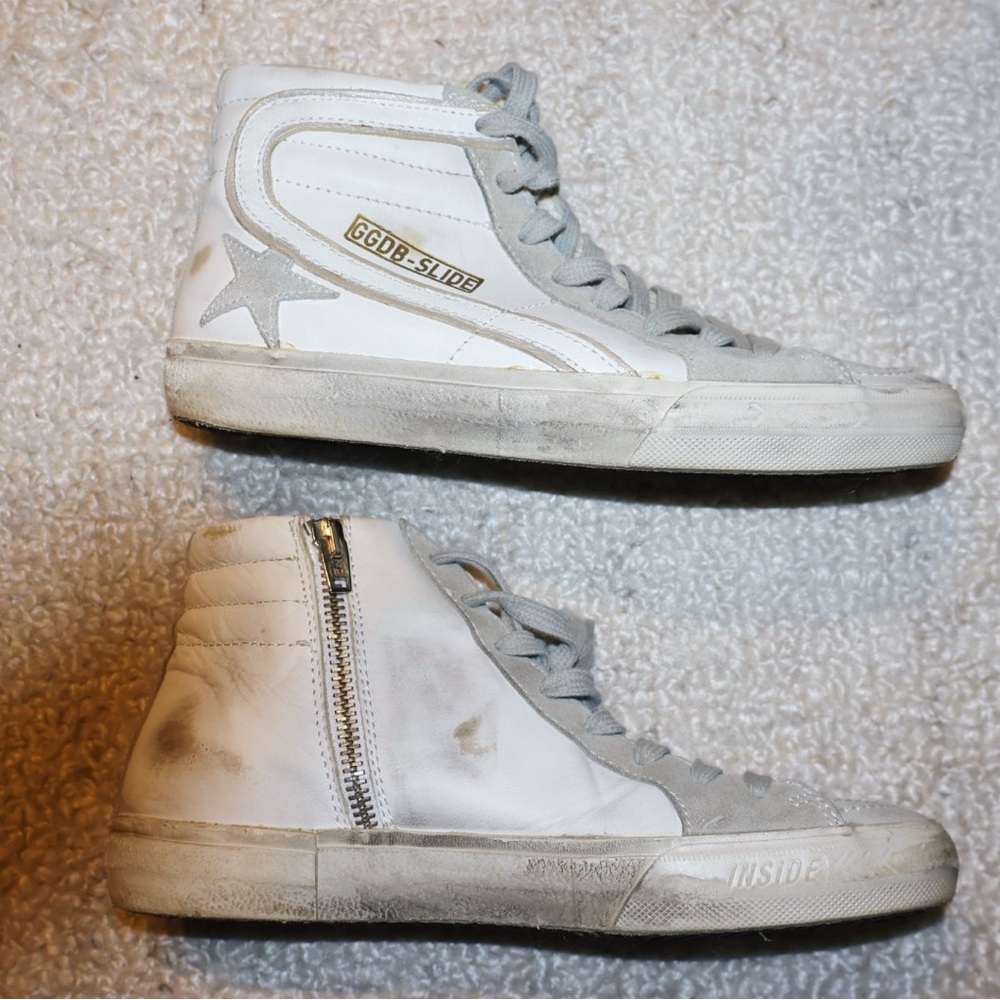 Golden Goose Slide Zip Leather High-Top Sneakers